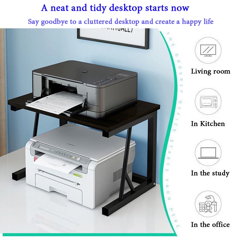 （COD）Printer stand desktop 2/3 Layers Office Table Organizer Printer ...