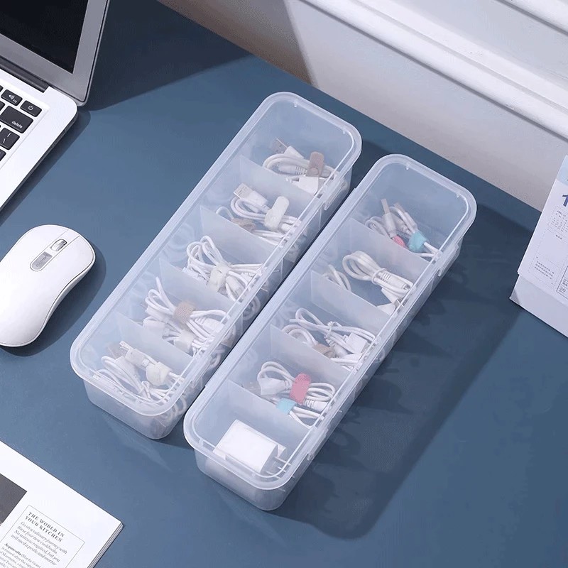 5 Grids Large Capacity Data Cable Storage Box Multifunction Desktop ...