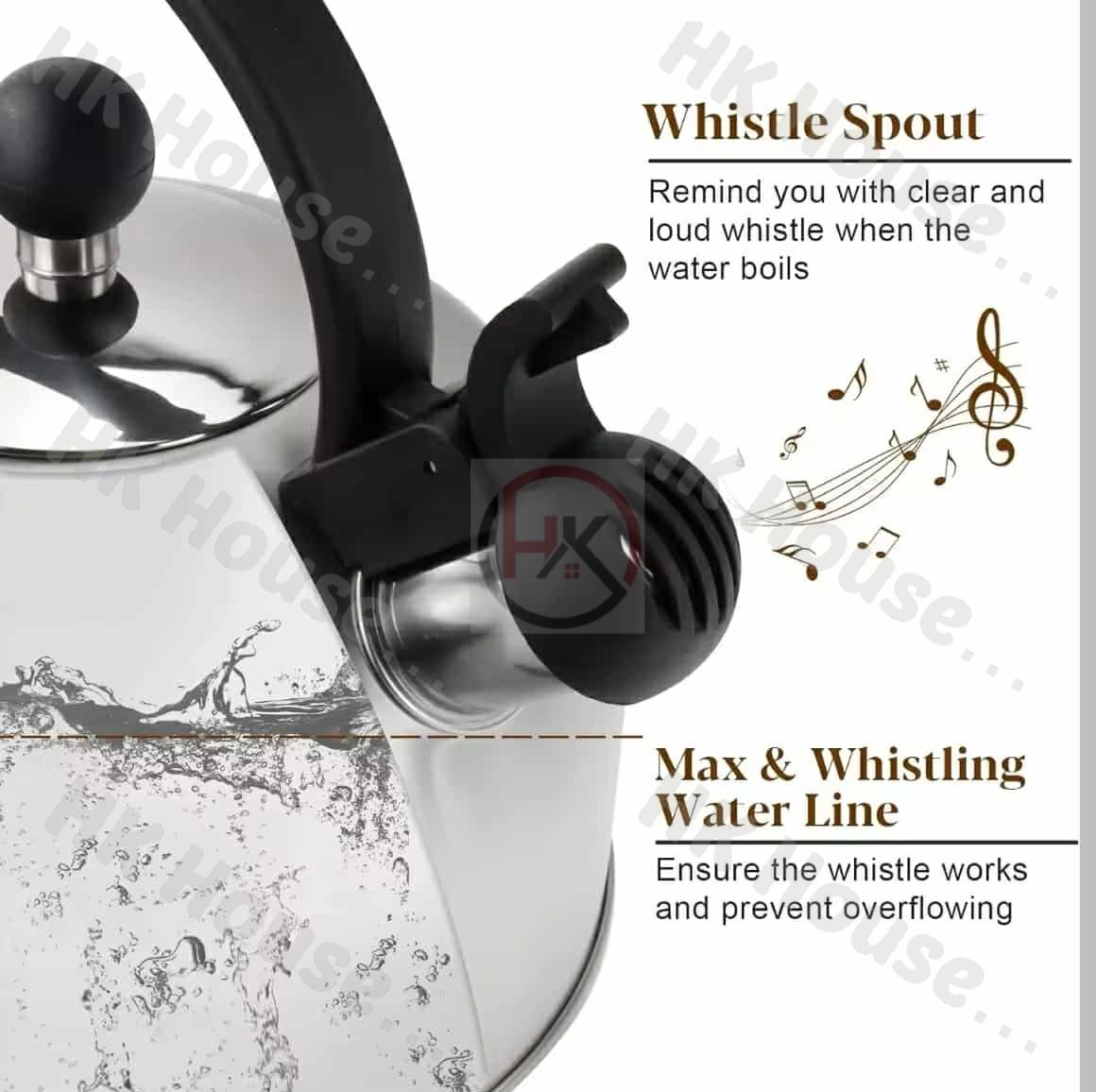 MICROMATIC Stainless Steel Whistling Kettle MK30-3L 3.0 Liters Model No ...
