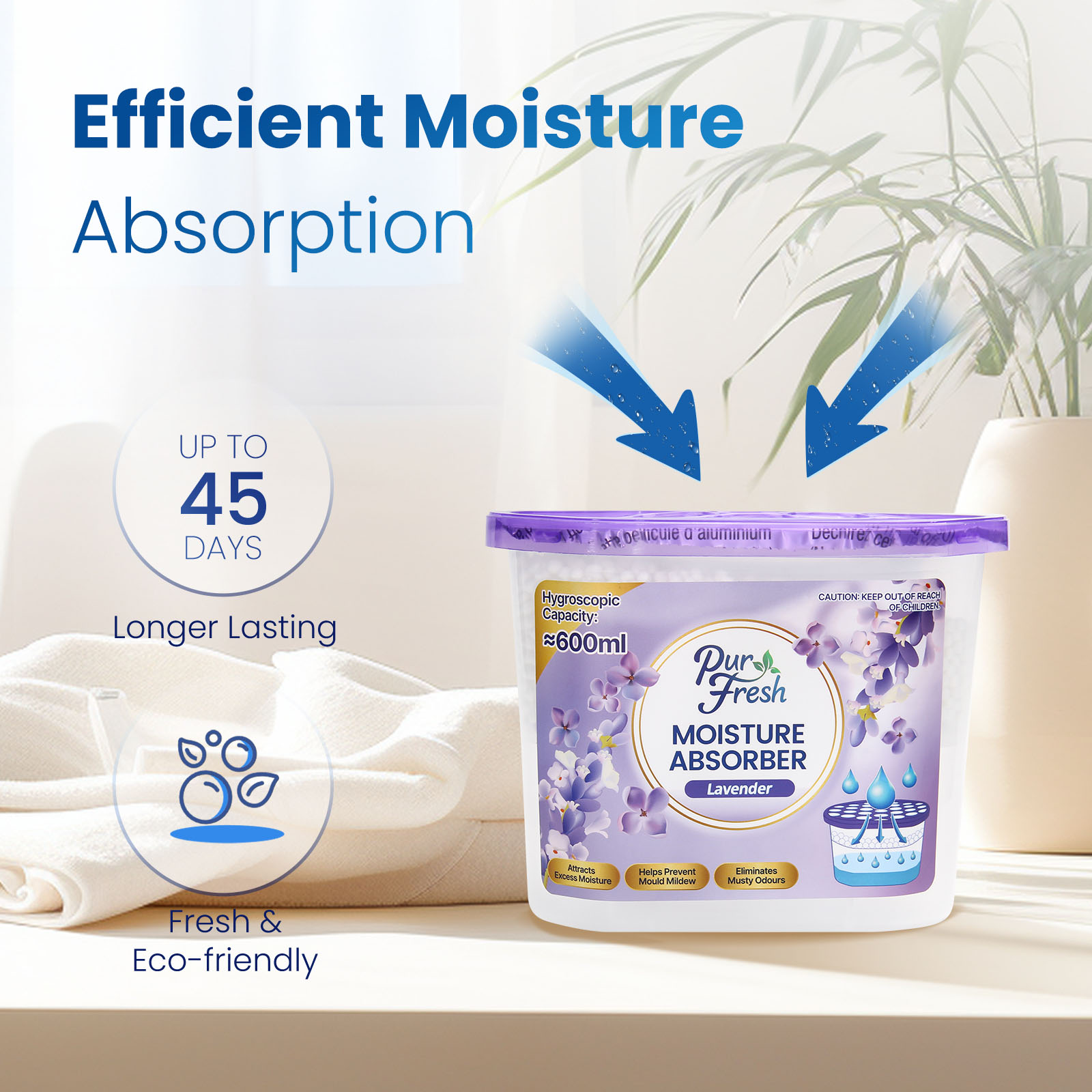 Purfresh 600ml Disposable Dehumidifier Moisture Absorber | Prevent mold ...