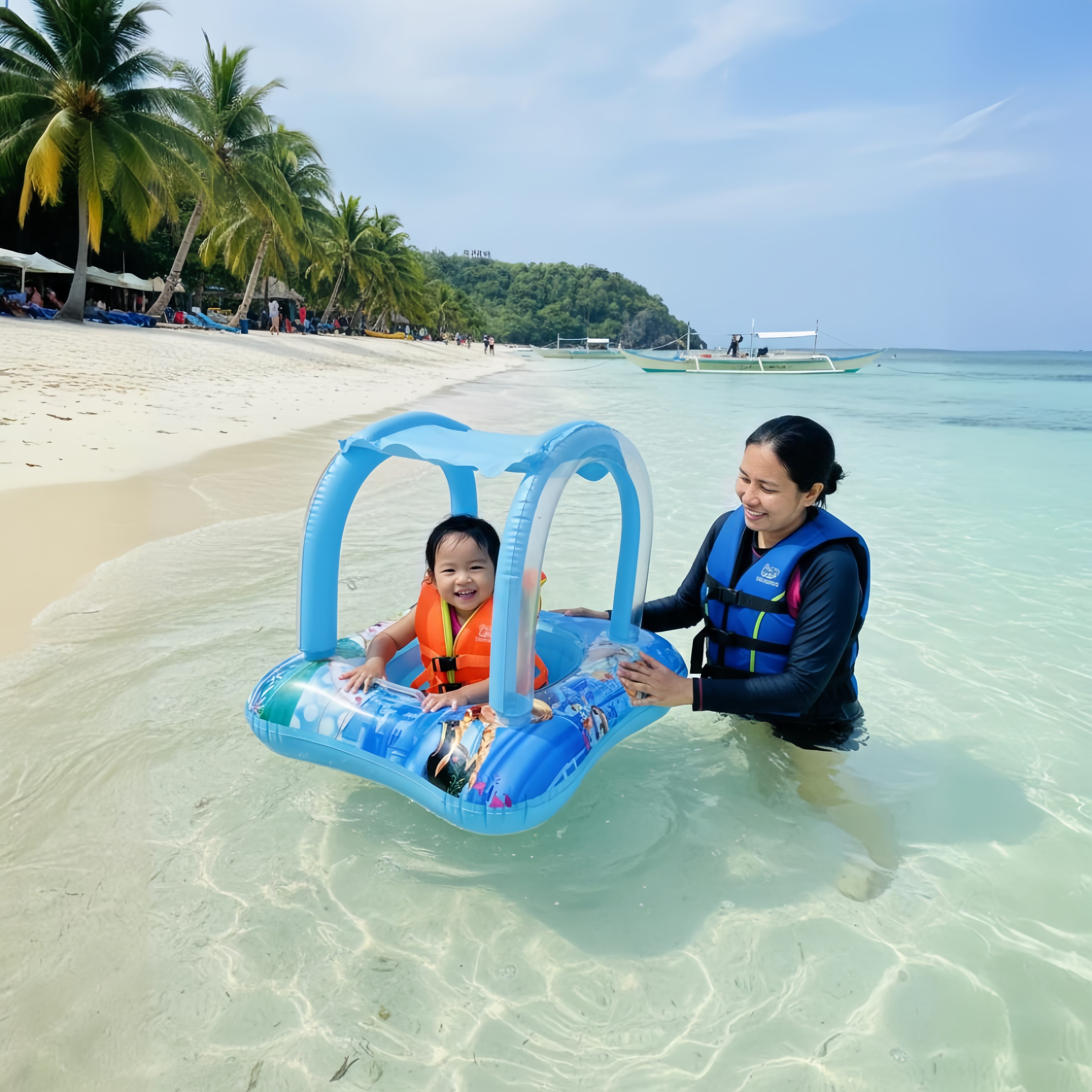 Baby Pool Float Cartoon Inflatable Boat baby salbabida floater swimming ...
