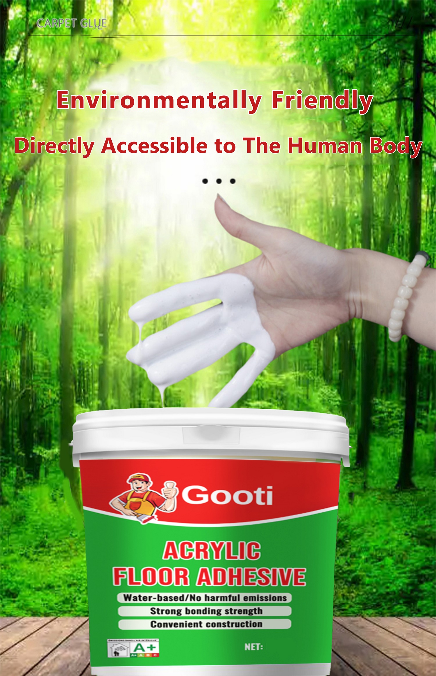 2KG Acrylic Flooring Strong Adhesive For Vinyl Tiles Plywood Carpet PVC ...