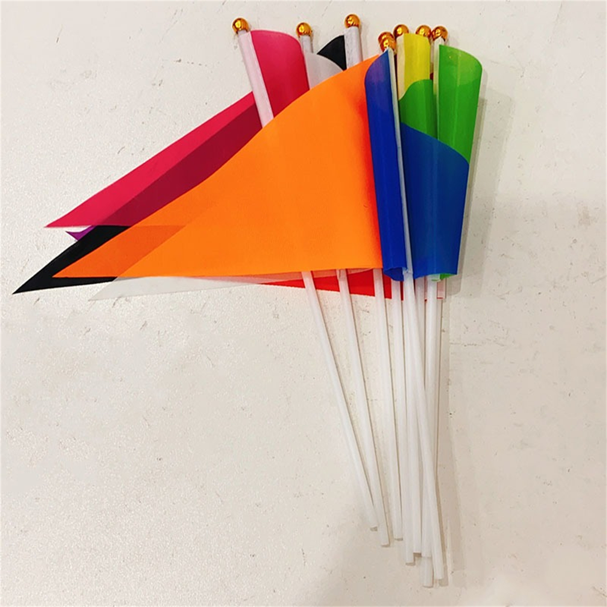 10Pcs Mini Triangular Hand Cranked Flag With Pole Small Hand Flag 14 ...