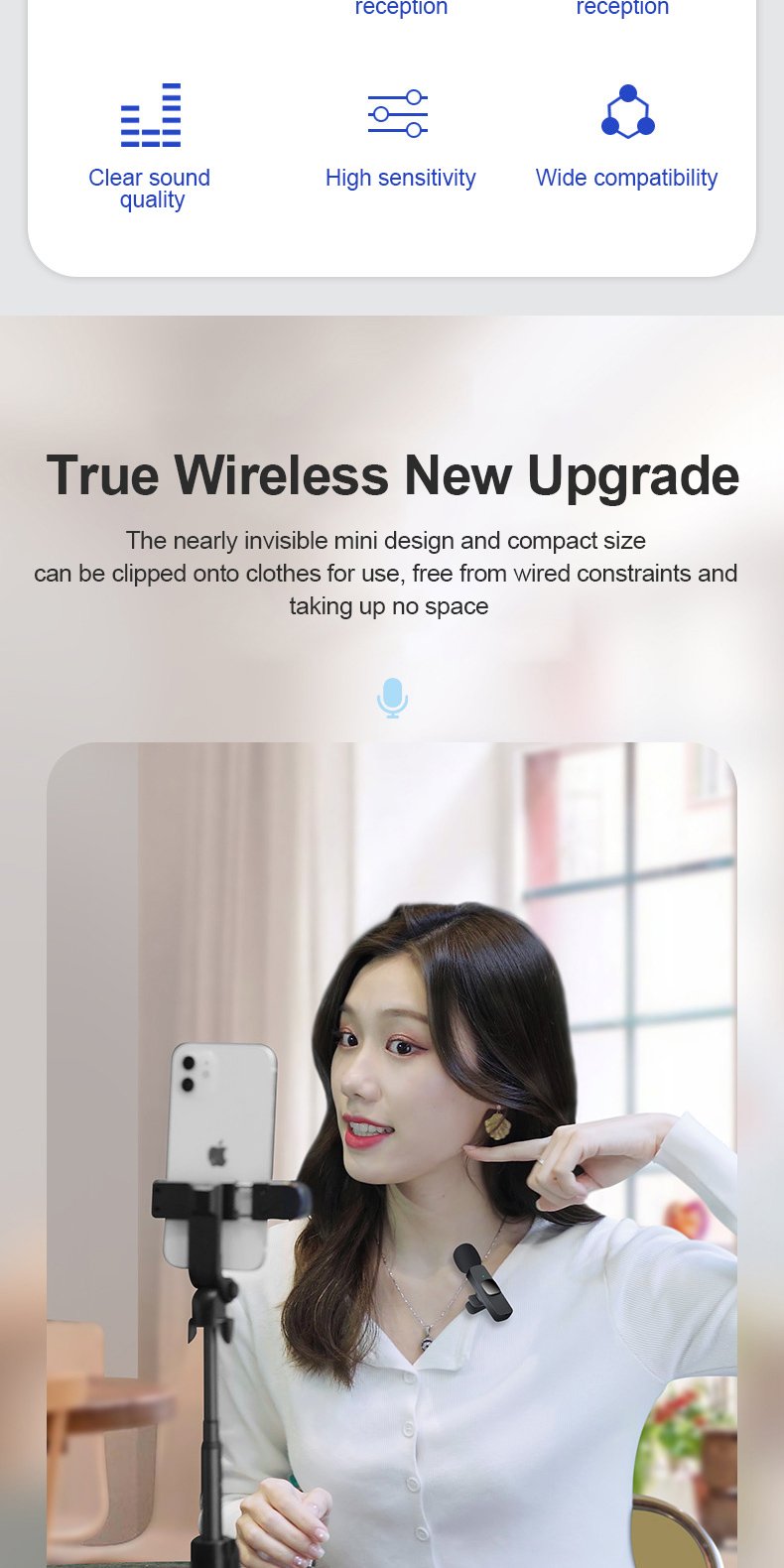 Jiditech Wireless Dual Lavalier Microphone Noise Reduction Mini Mic For ...