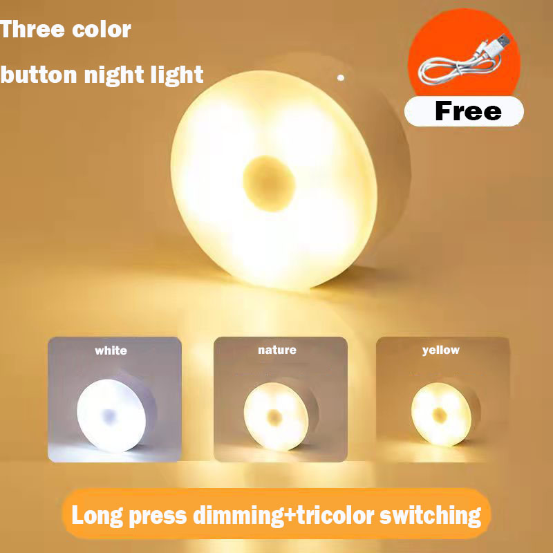 【Tricolor】Push Mini Night LED Stick Tap Push Lamp Night Light USB ...