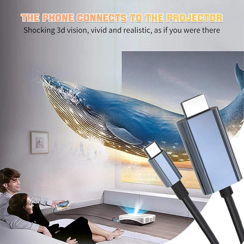 4K30HZ Type-C To HDMI Cable Thunderbolt HDTV For Laptop, Phone, Tablet ...