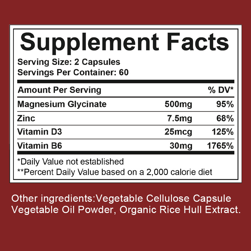 Magnesium Glycinate + Zinc Vitamin D3 B6 Heart Healthy Bone and ...