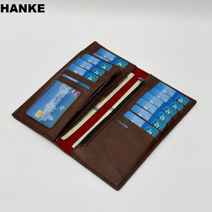 HANKE Long Bifold Men's Wallet with Zipper for Coins and Cardslot ...