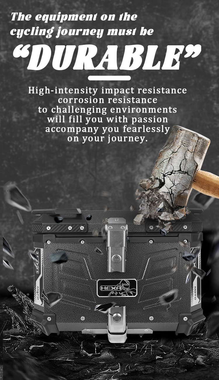 【all alloy】HEXA ALLOY TOP BOX Aluminum 45LWith Backrest Edition Heavy ...
