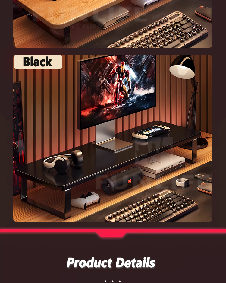 Simple Computer Monitor Stand 40/60CM Wood Steel Frame Desk Storage ...