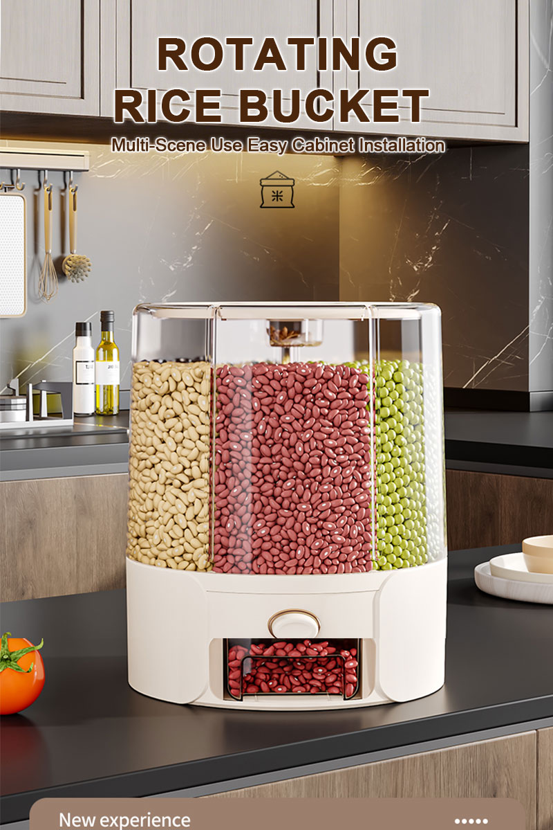 Contenant Hermétique Pour Céréales & Graines - Distributeur 4 Compartiments 2400ml Ou 3000ml - ABS + Silicone Anti-Fuite