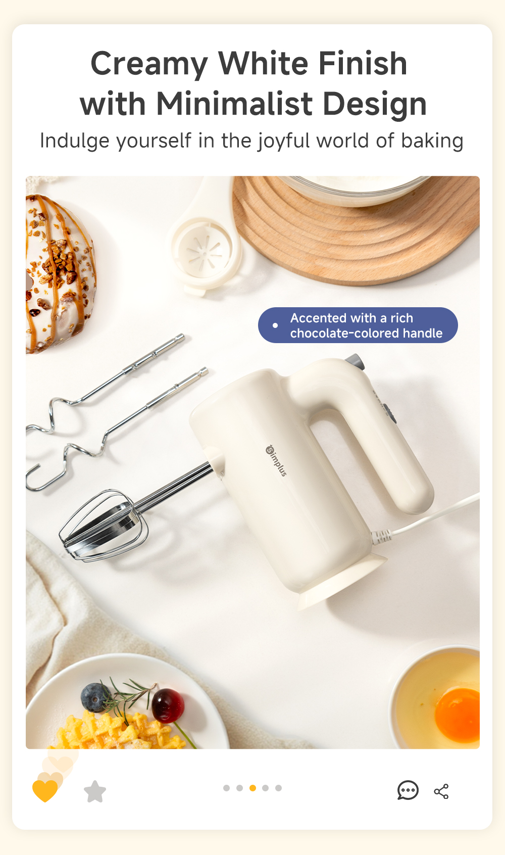 Simplus Multifunctional Electric Hand Mixer-Lightweight Cream Whipper ...