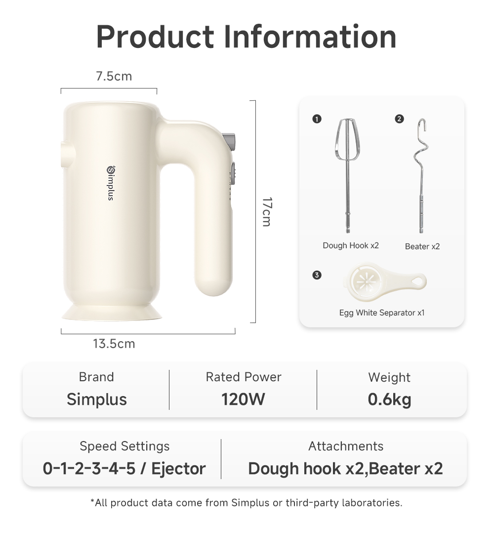 Simplus Multifunctional Electric Hand Mixer-Lightweight Cream Whipper ...