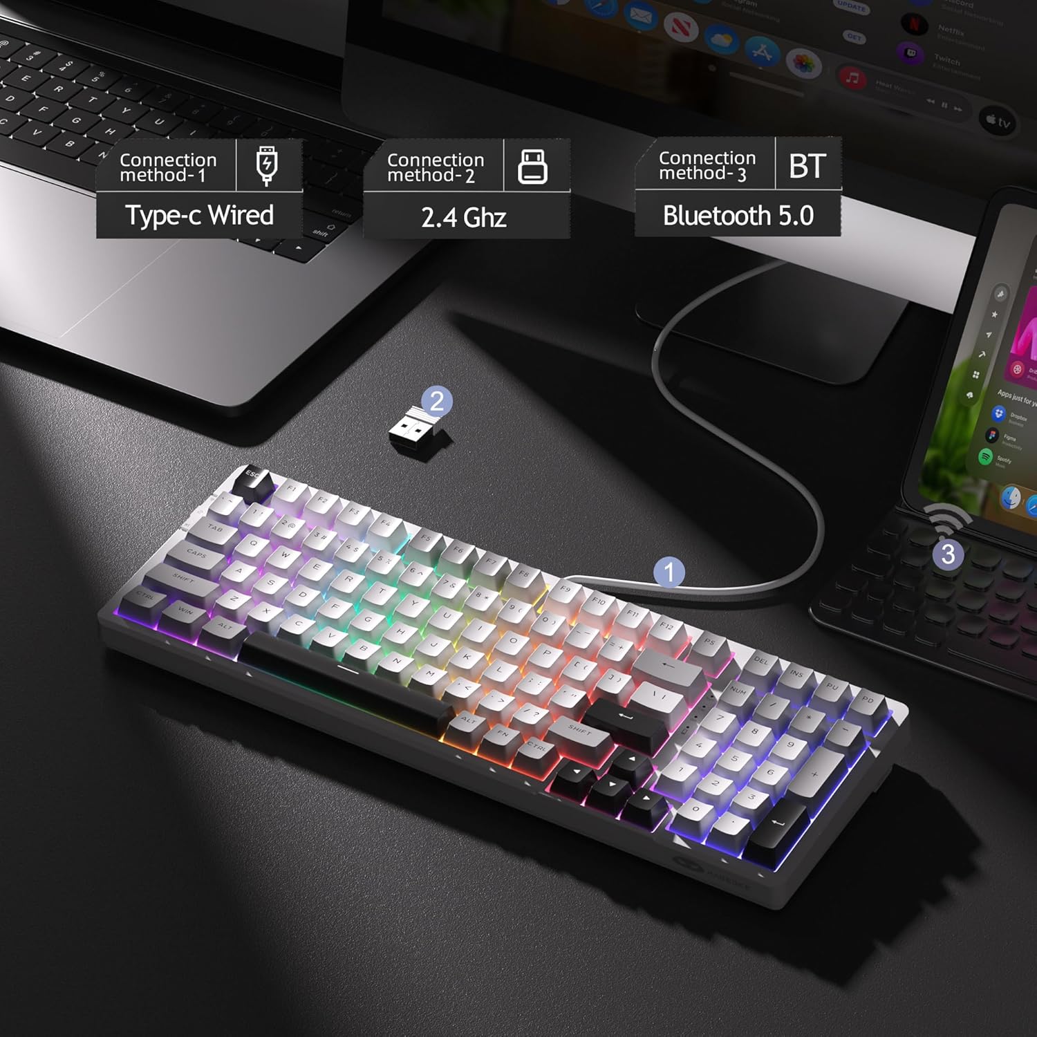 Magegee Light100 99-key Tri-mode 95% layout Mechanical Keyboard ...