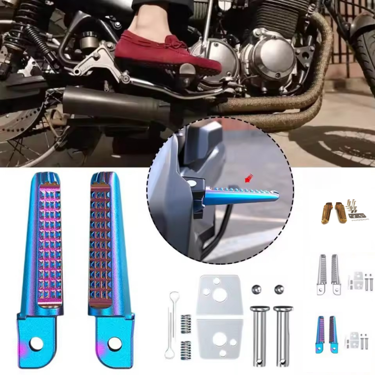 1 Pair High-Quality Universal Motorcycle Rear Footrest Pedals Alloy Two ...