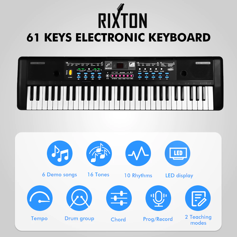 RIXTON 61 Key Piano Keyboard Piano Set Electric Piano Keyboard Gift for ...