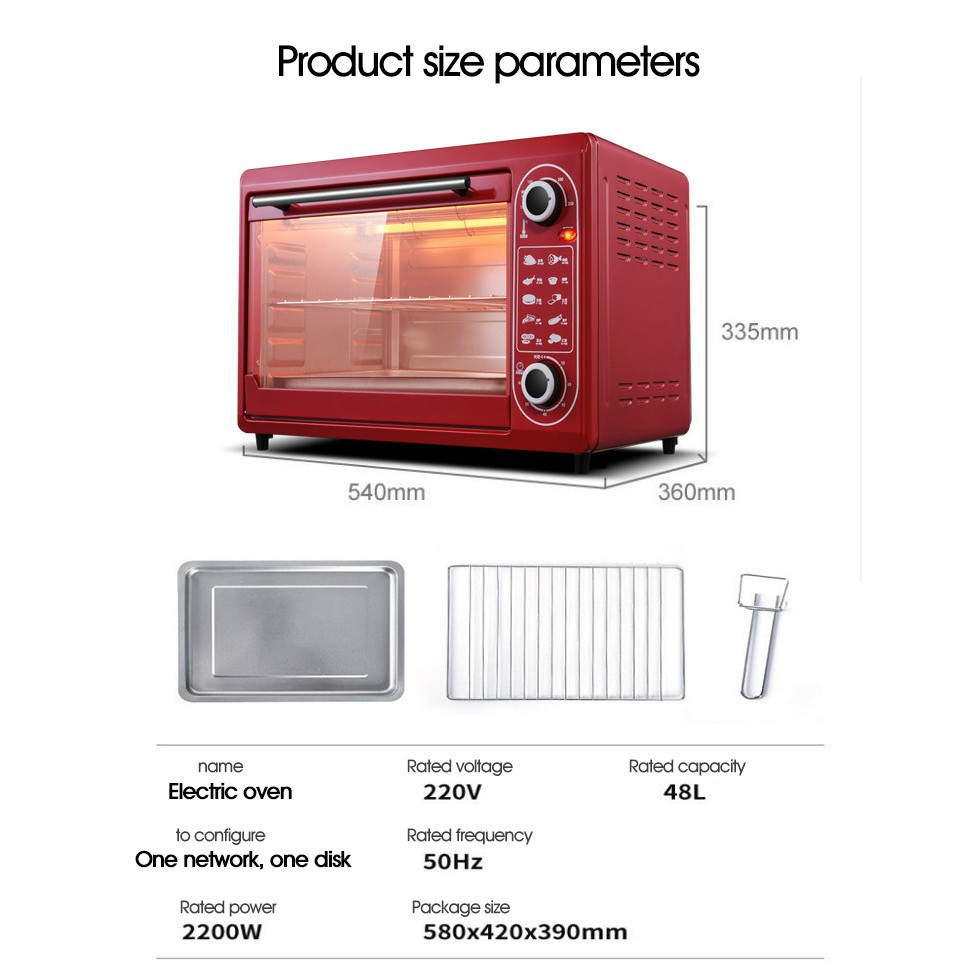 LIJU 48L Electric Countertop Oven Compact Design Even Heating for ...