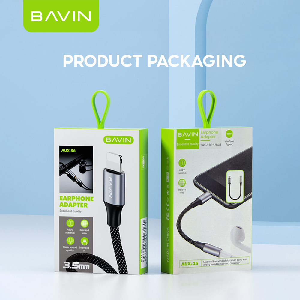 BAVIN AUX35 / AUX36 Earphone Adapter iP to 3.5mm & Type-C to 3.5mm ...