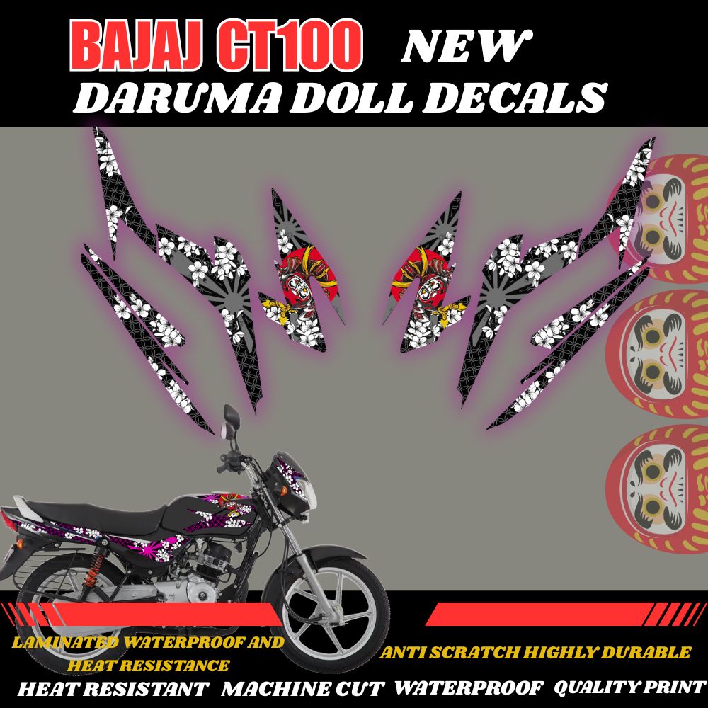 DARUMA DOLL DECALS STICKER FOR BAJAJ CT100 MOTORCYCLE NEW DARUMA DESIGN ...