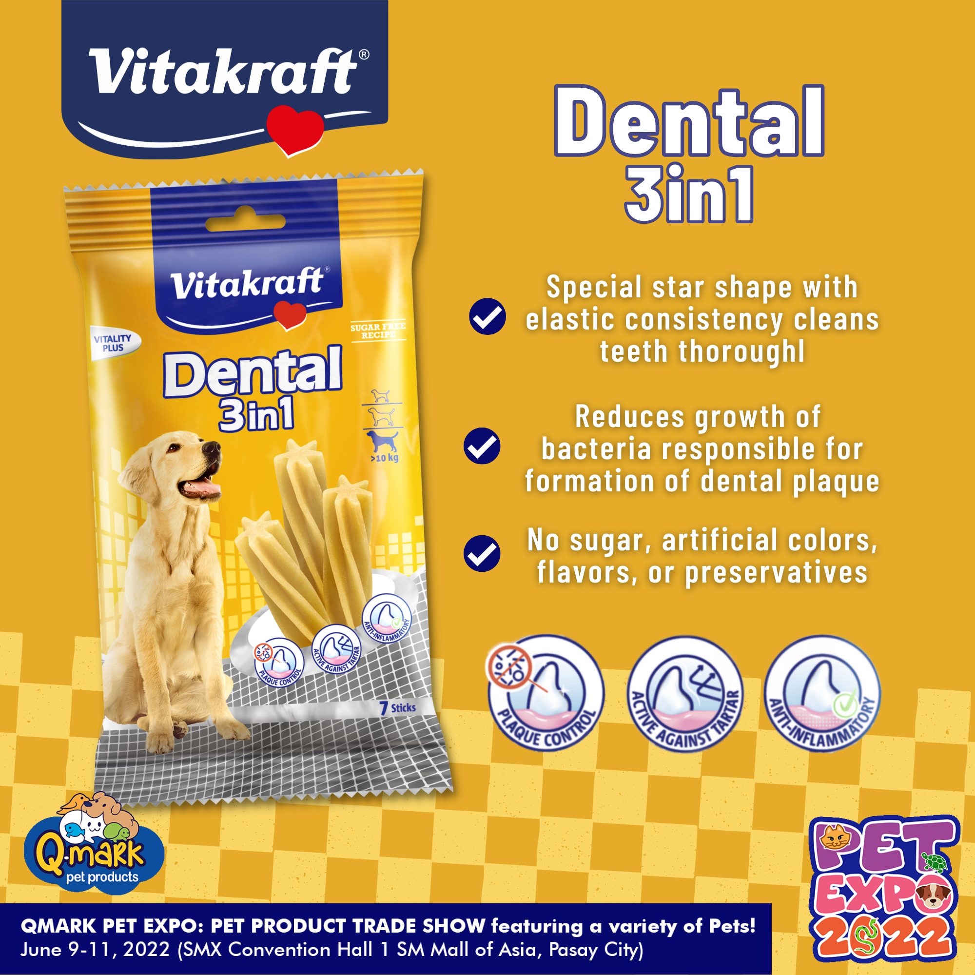 Vitakraft Dog Dental Sticks 3in1 (plaque control, active againts tartar ...