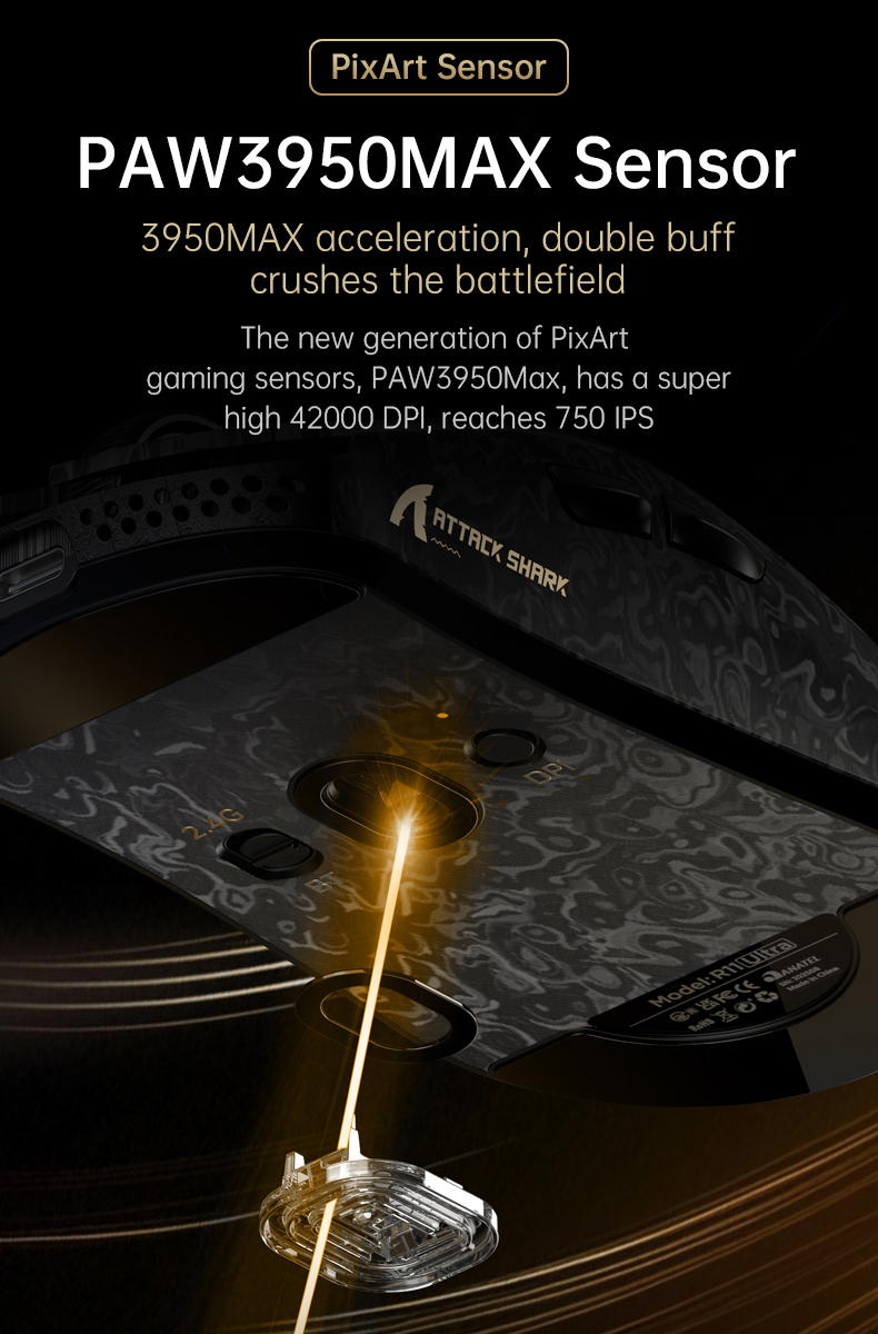 Attack Shark R11 Ultra Carbon Fiber 8K Wireless Mouse PAW3950 Max ...