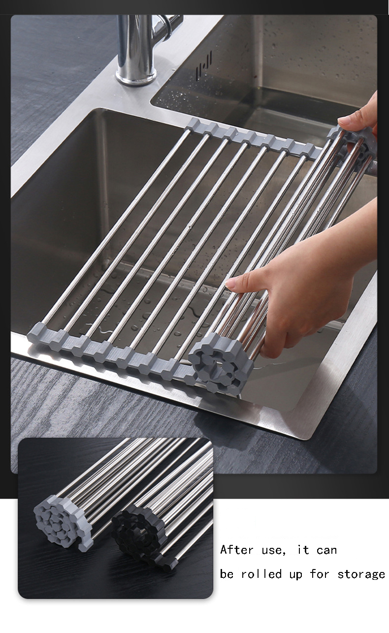 Multi-Purpose High-Load-Bearing Kitchen Drain Rack Thickened Stainless ...