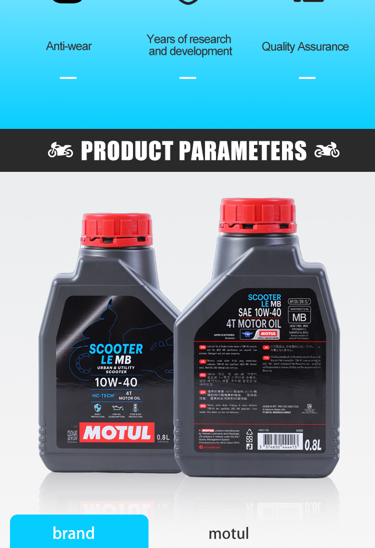 MOTUL SCOOTER Oil 10W-40 800mL-1L Fully Synthetic-LE MB Grade For 4 ...