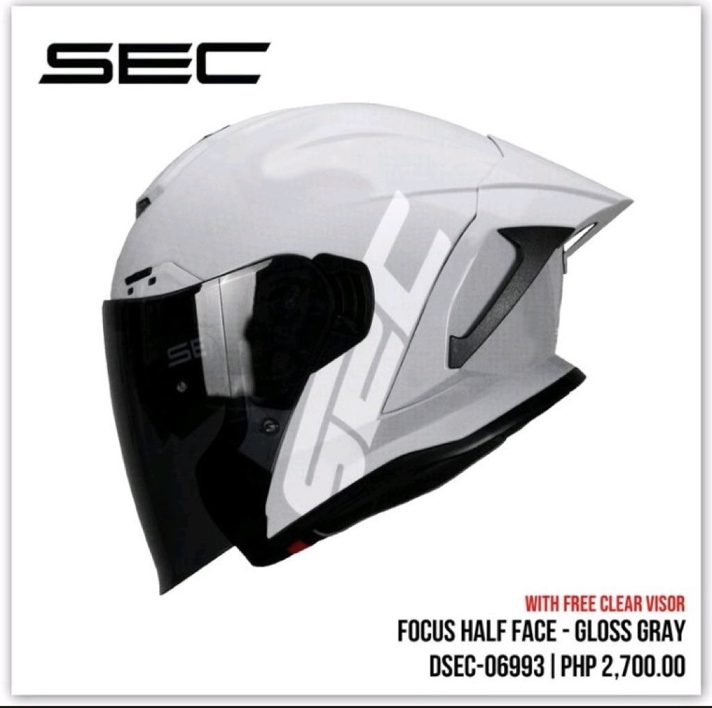sec focus half face dual visor helmet with FREE CLEAR LENS | Shopee ...