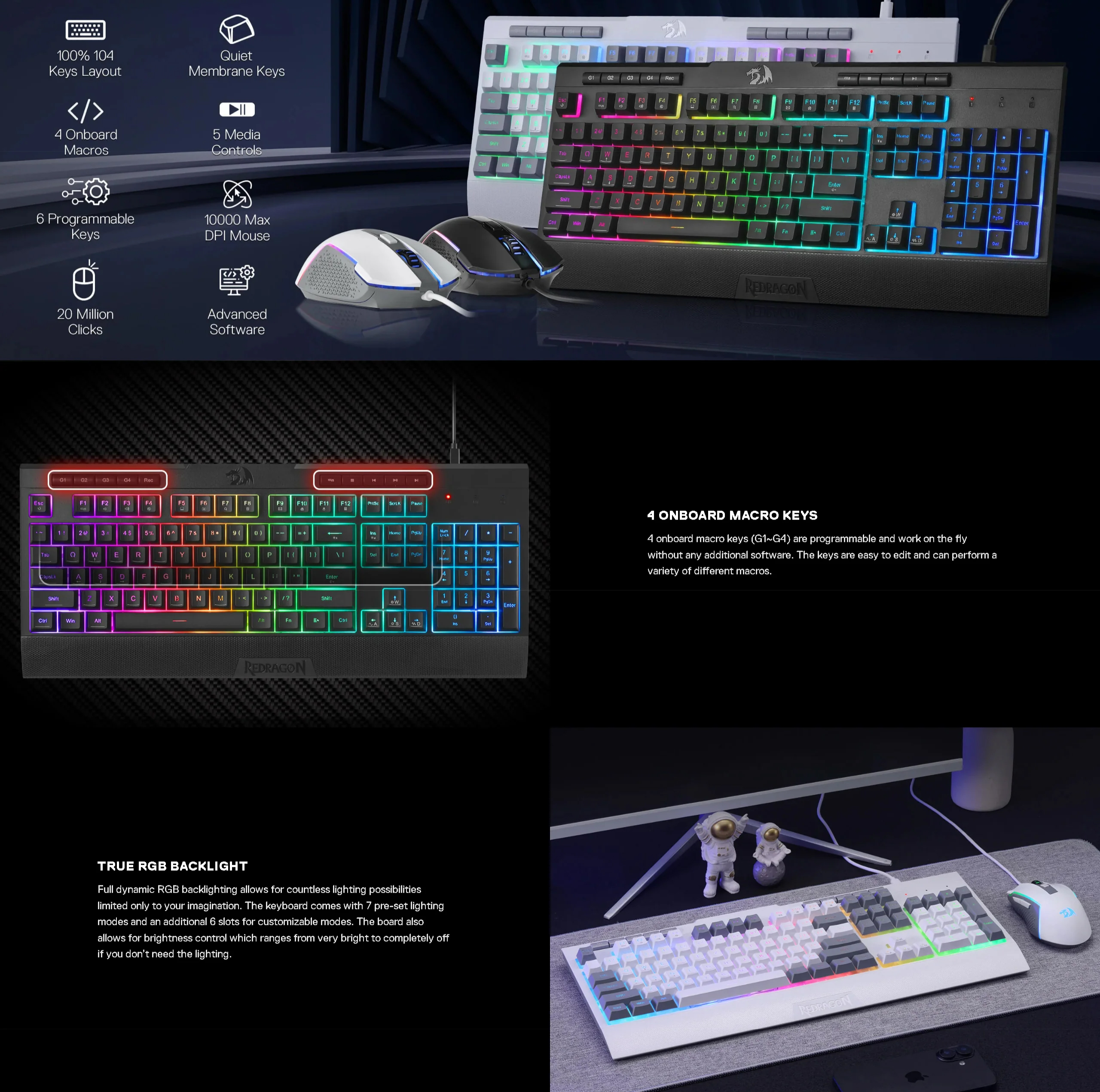 Redragon S151 Combo 2 in 1 RGB Wired Gaming Keyboard & Mouse | Shopee ...