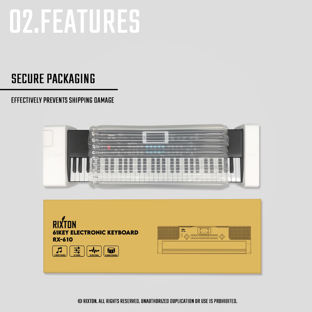 RIXTON RX-610 61 Keys Electric Piano Portable Piano Musical Keyboard ...