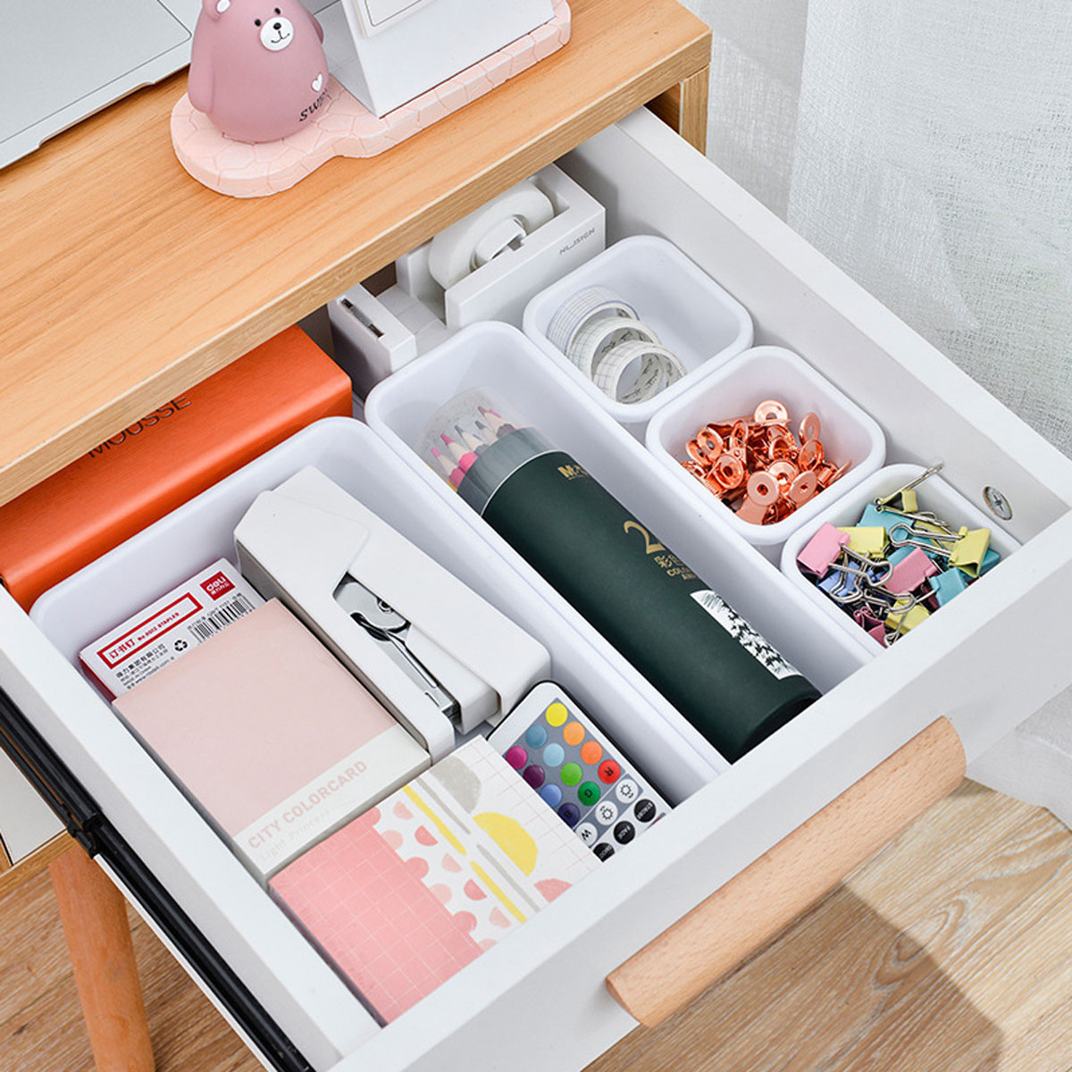 8pcs/set Drawer Organizer Box Home Cosmetic Drawer Dormitory Basket ...