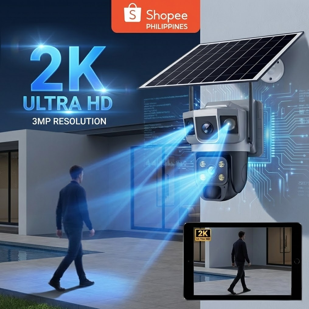 LuminAI Solar CCTV Camera Three lenses 4G sim Card /WIFI waterproof ...