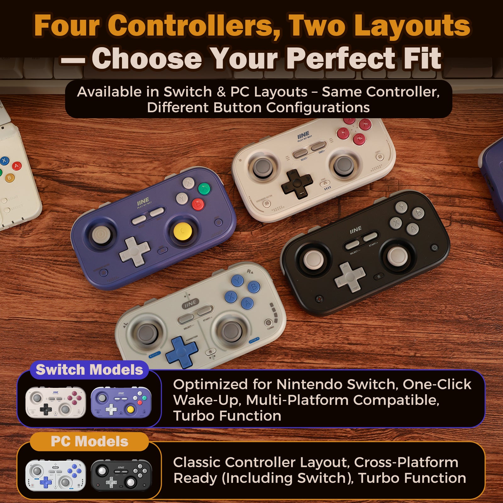 IINE Palm-Sized Retro Chronos Controller for Nintendo Switch (Grey ...