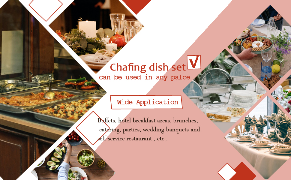 Blue Cat Stainless Steel Chafing Dish Buffet Chafes Set with Fold-able ...