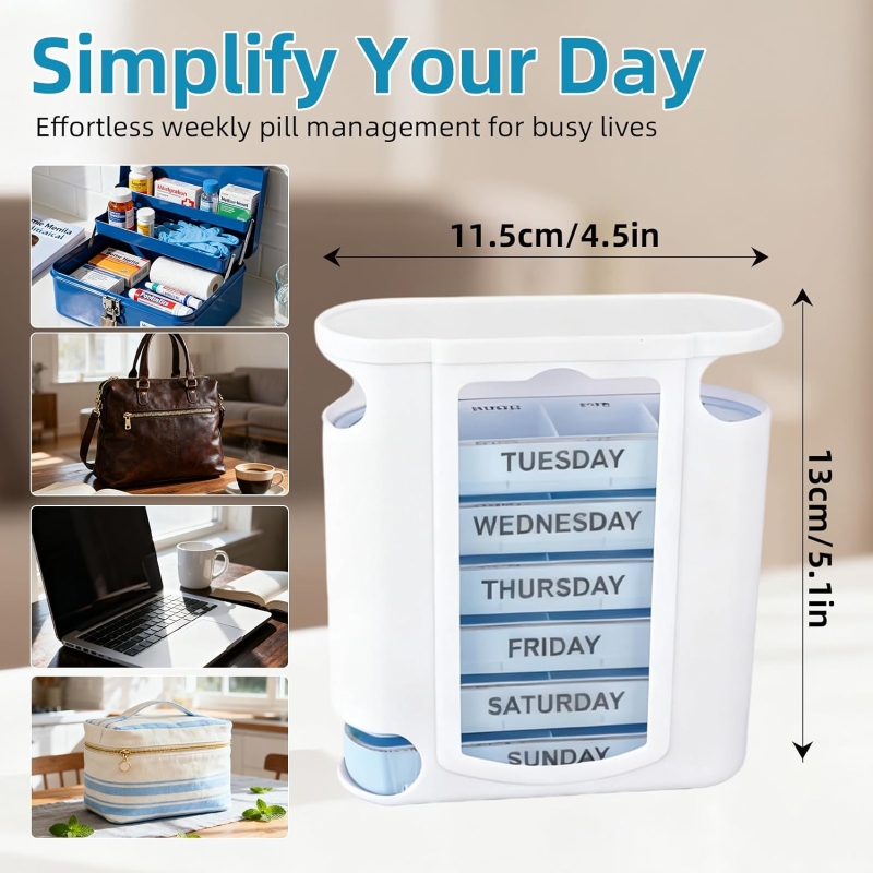 Daily Pill Organizer 7 Day Pill Container Weekly Pill Box 4 Times a Day ...