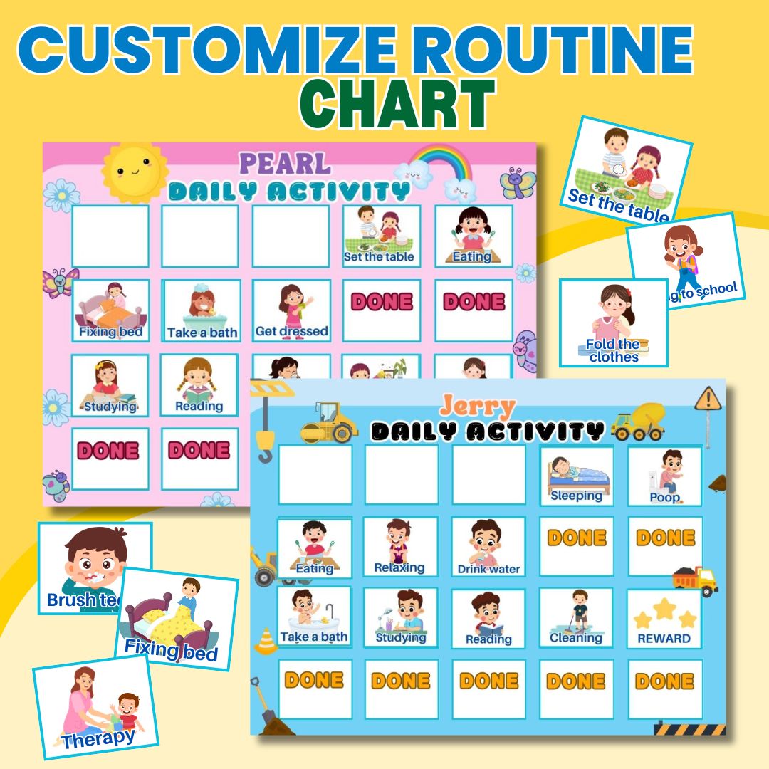 Customized Daily Routine Chart for Kids | Visual Schedule Board with ...
