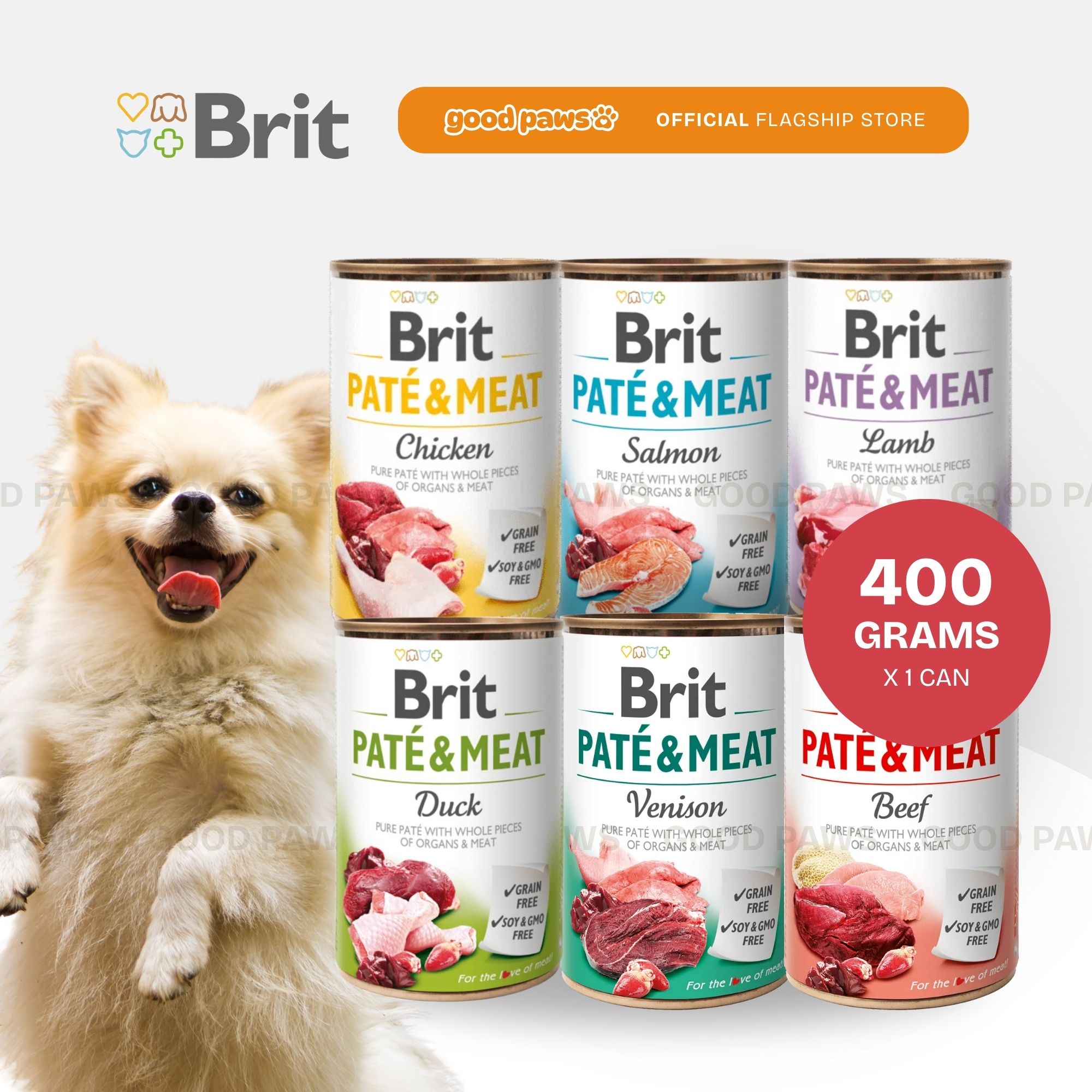 Brit Pate & Meat Dog Food in Can Grain Free Wet Food Canned 400g ...