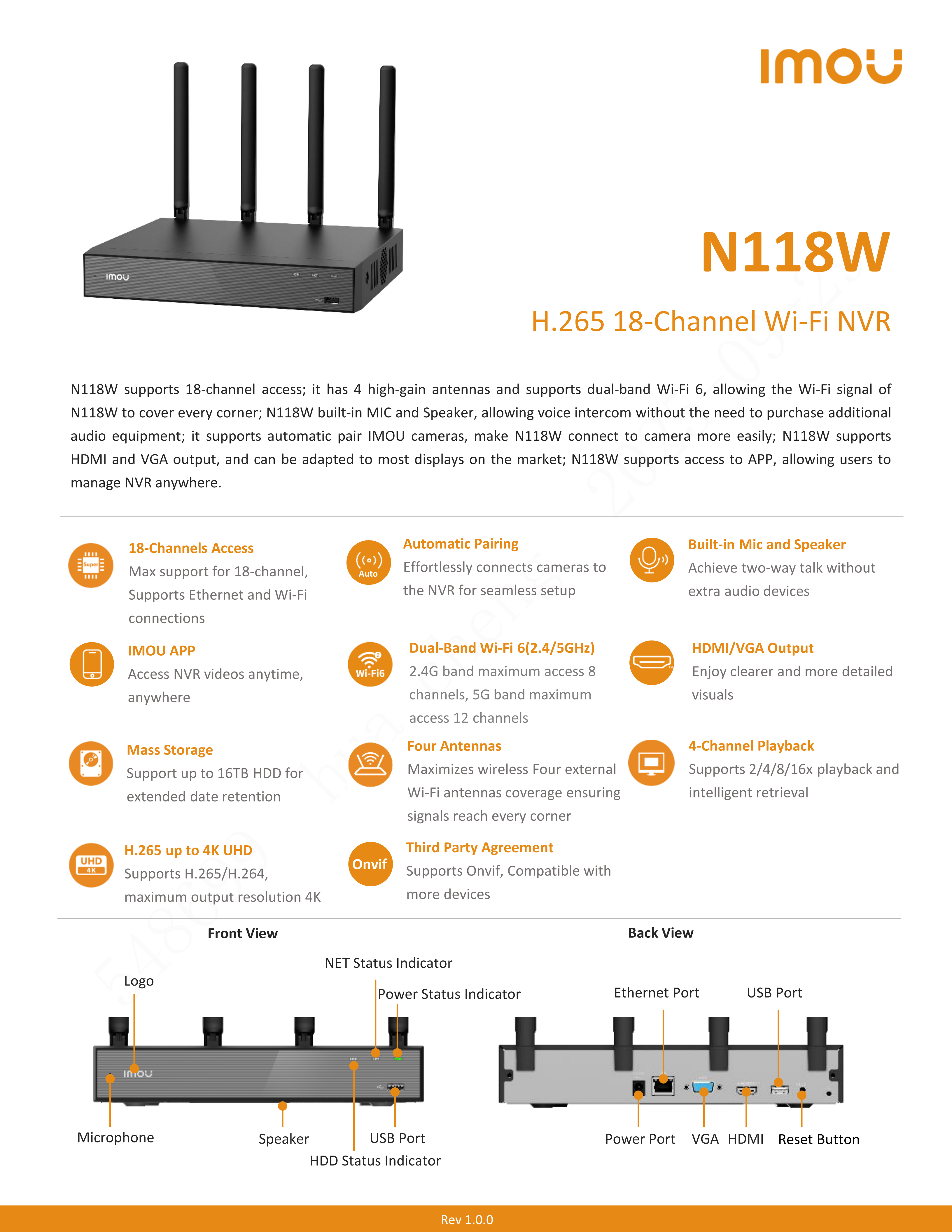 Dahua imou 1080P 4/10/18CH Wireless NVR Smart H.265 Auto Pairing Two ...
