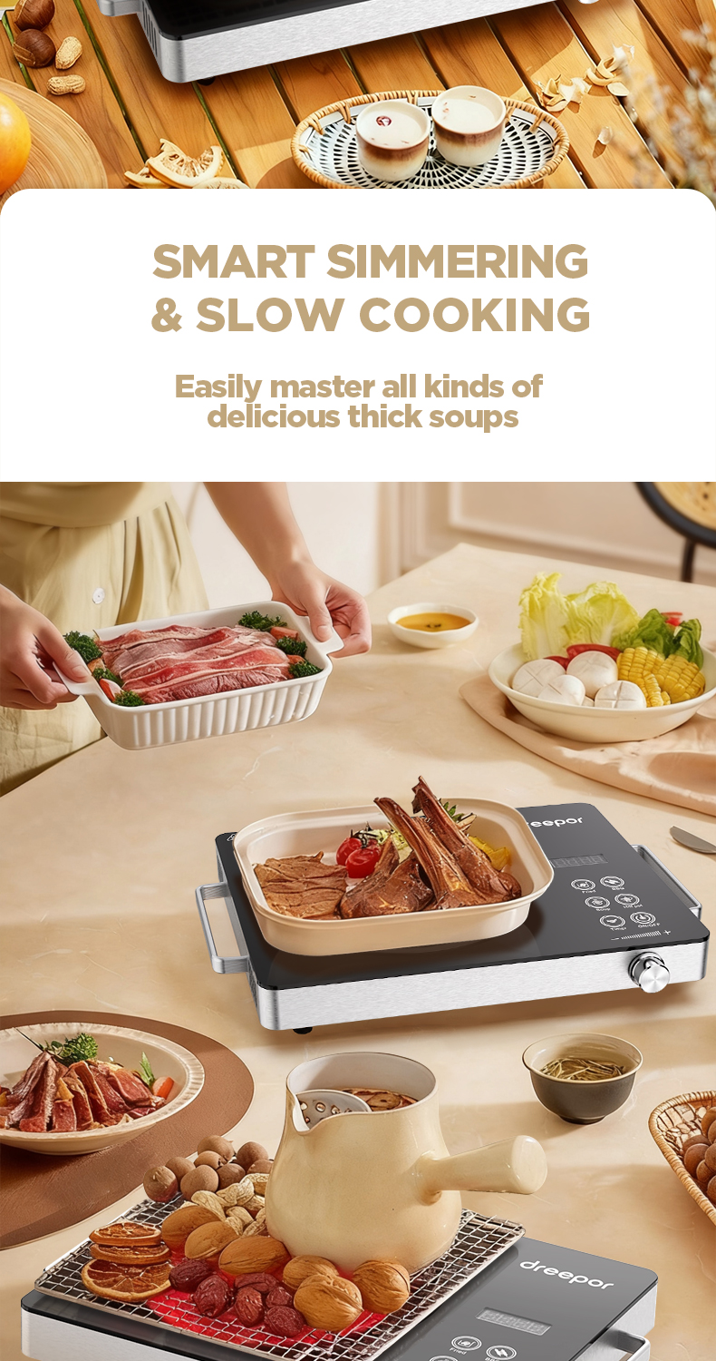 Dreepor Electric Cooker Ceramic Heater Touch Screen With Knob Multi ...