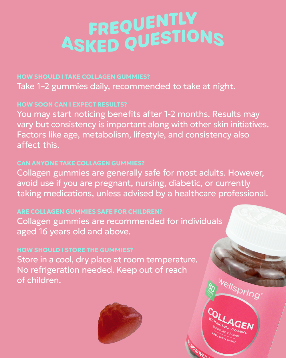 Wellspring 3 in 1 Collagen Gummies (With Vitamin C & Biotin) Skin ...