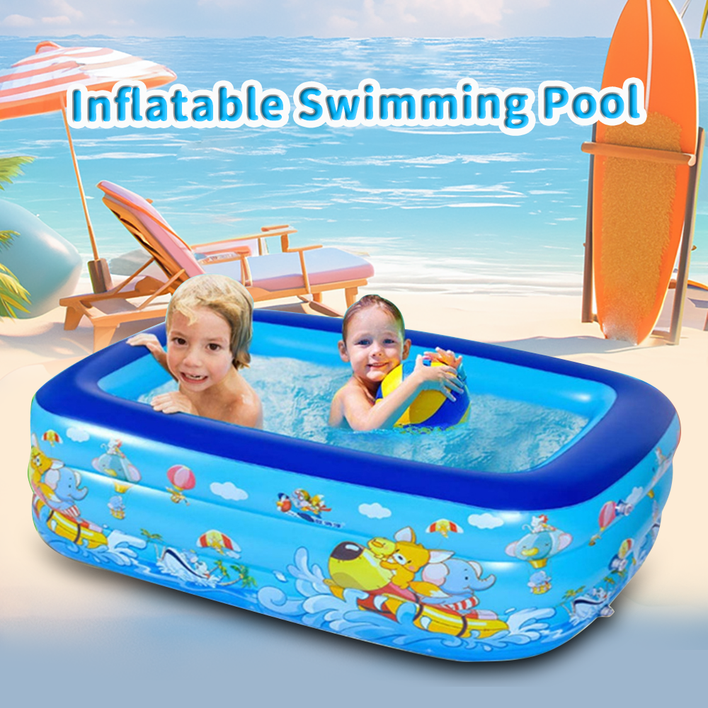 Inflatable Swimming Pool For Kids With Air Pump Portable Rectangular ...