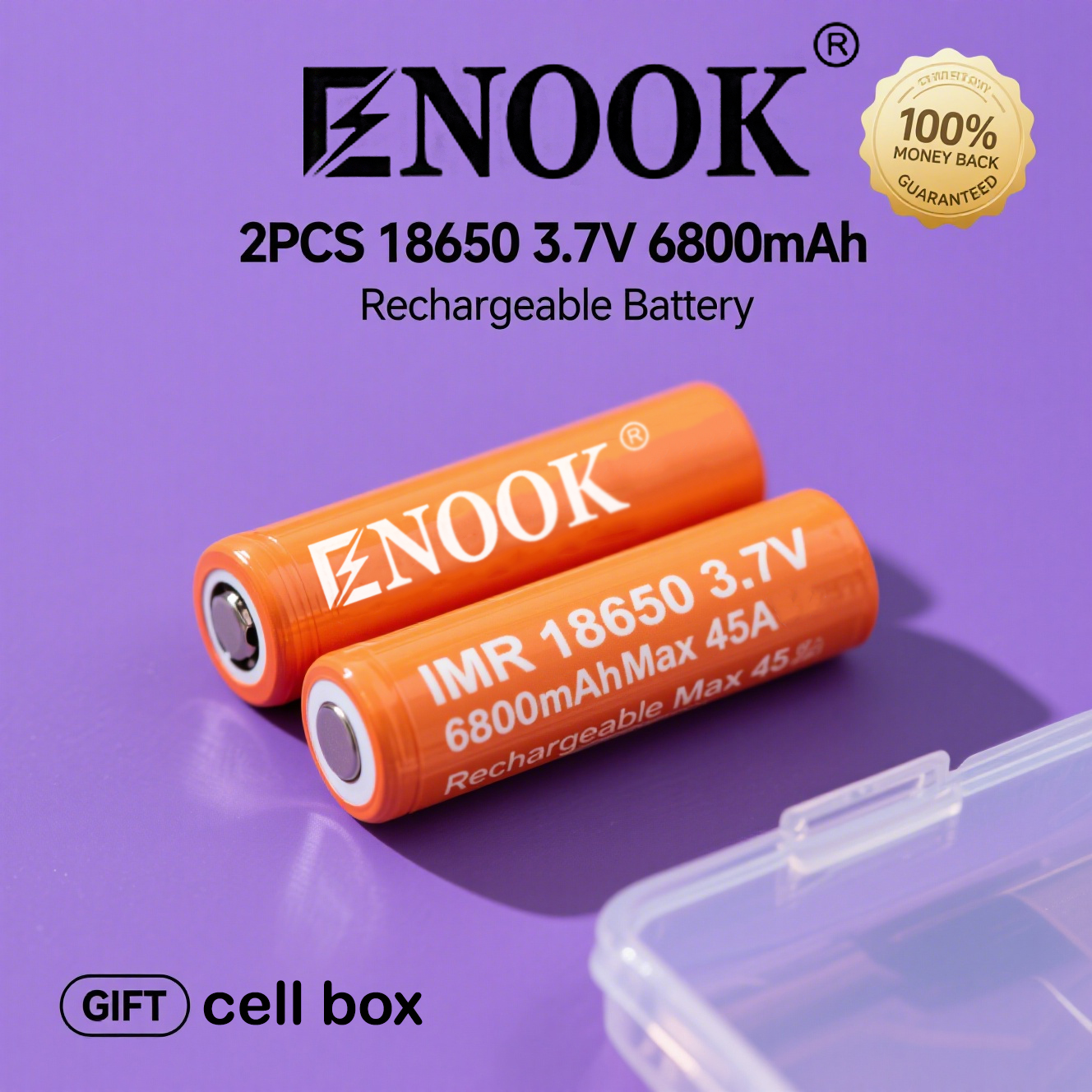 ENOOK 18650 45A 3.7v 3600mAh 6800mAh Rechargeable battery lithium ion ...