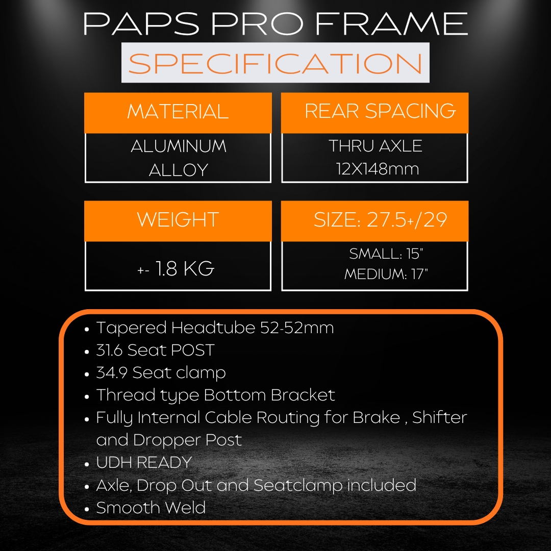 PAPS PRO ALLOY FRAME BOOST THRU AXLE 27.5+/29 1 YEAR WARRANTY for ...