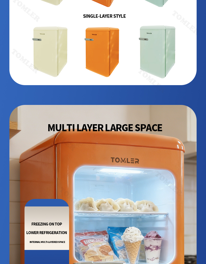 【COD】Tomler Mini Refrigerator Single Double Door 45L-72L Low Power ...
