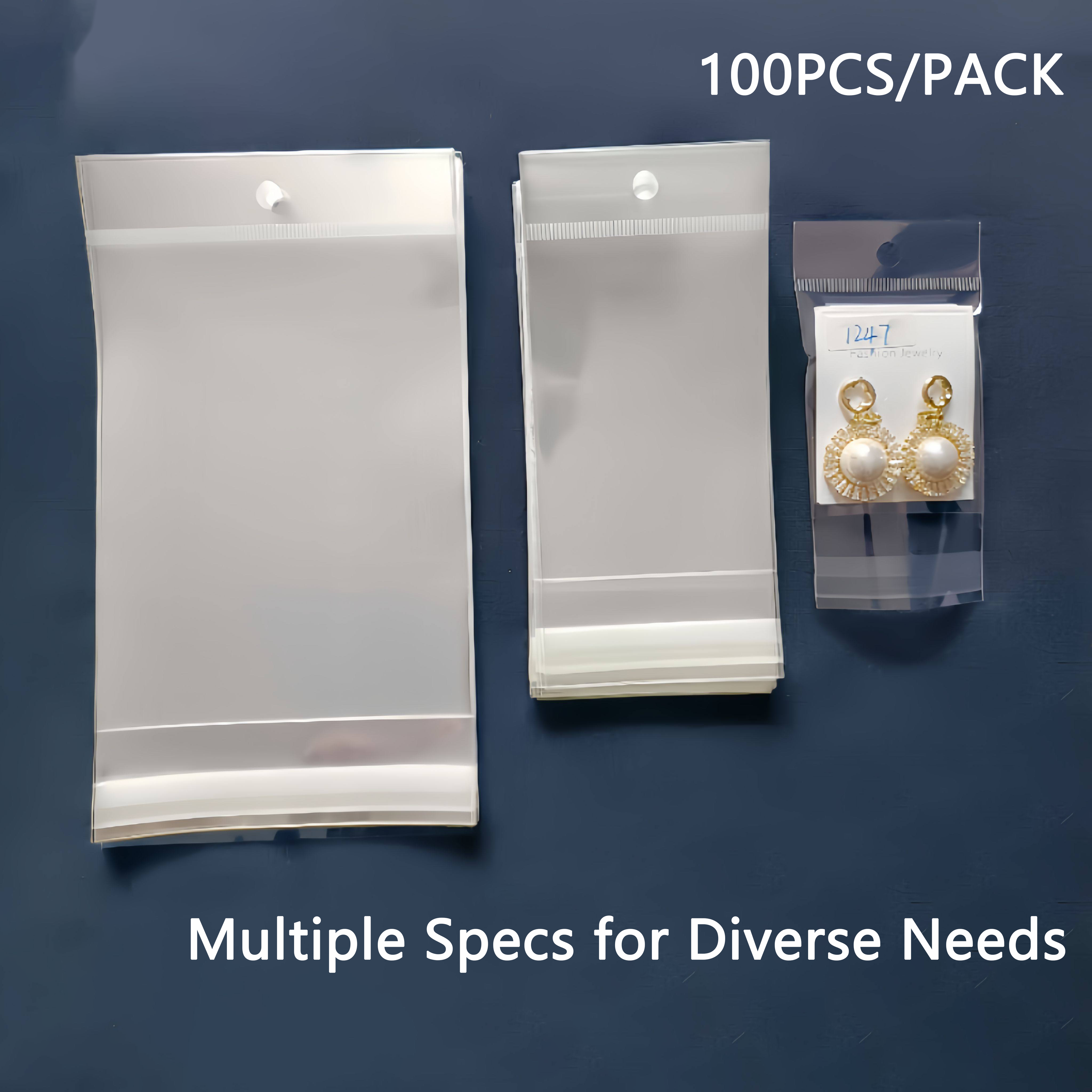 100PCS Clear Header OPP Bag with Hang Hole Precise Fit for Cards Photos ...