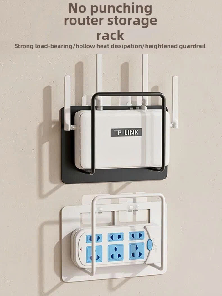 Wall Mounted Router Shelf WiFi Modem Storage Rack Socket Holder No ...