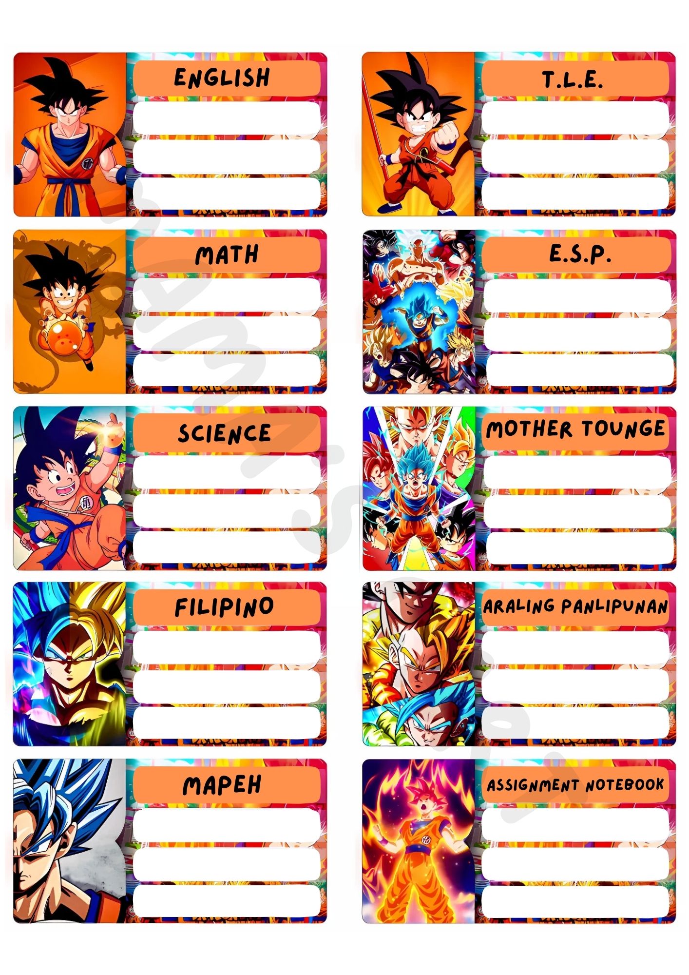 SUBJECT LABEL STICKER SET FOR NOTEBOOKS – VIVID COLOR AND GLOSSY ...