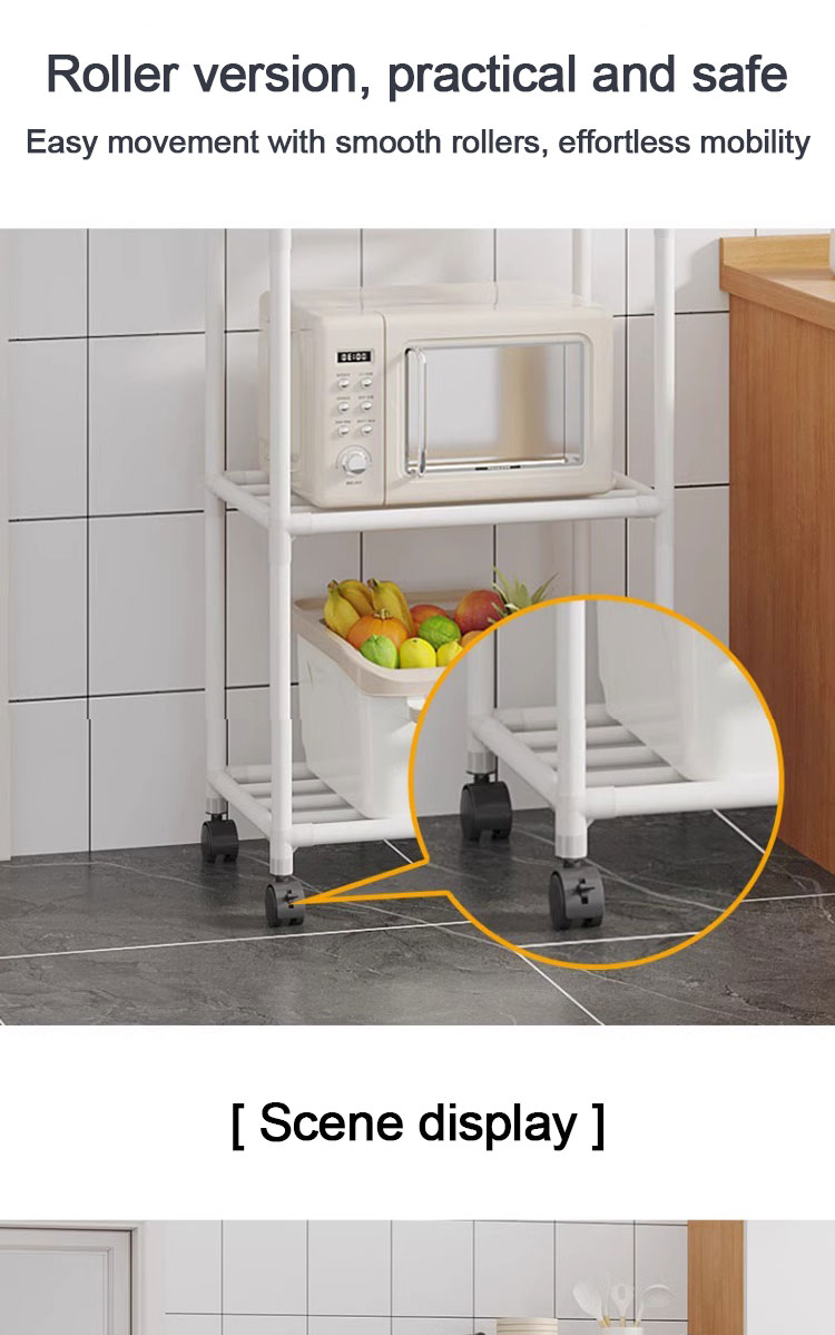 Kitchen Storage Rack Pantry Open Shelf Anti-Fall Rail Easy Assemble ...