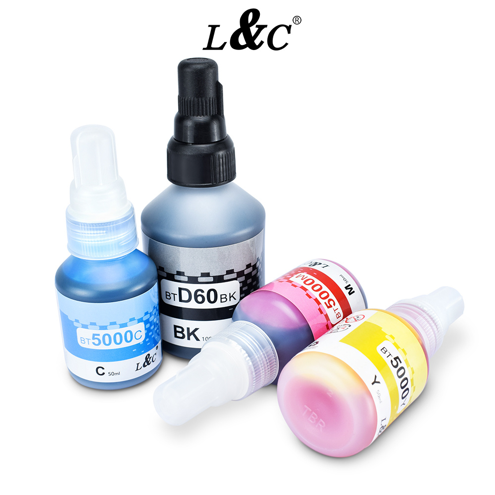 L&C 1Set Ink Set BT5000 D60 BK Dye Ink For Printer DCP-T310 T720DW ...