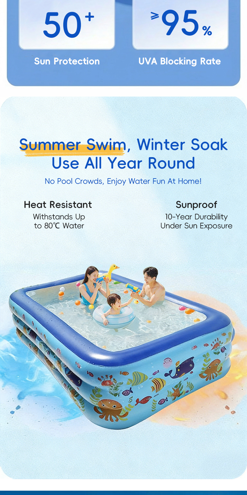 Inflatable Swimming Pool for Kids With Air Pump Portable for Adult ...
